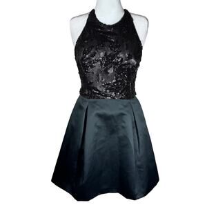 LRL Ralph Lauren Sequined Pleated Dark Green Halter Cocktail Dress Women's 12‎